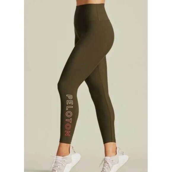 Peloton Cadence Olive Green Ombre Pink Logo High Rise Size S - Picture 1 of 6
